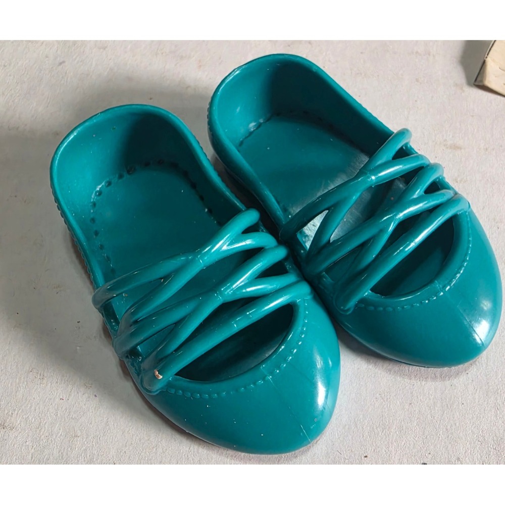 Disney Teal Blue Jelly Doll Shoes Crisscross Strap Flats Toy Accessory 2.25 In